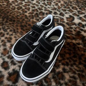 Vans Kids Black and White Velcro Sneakers